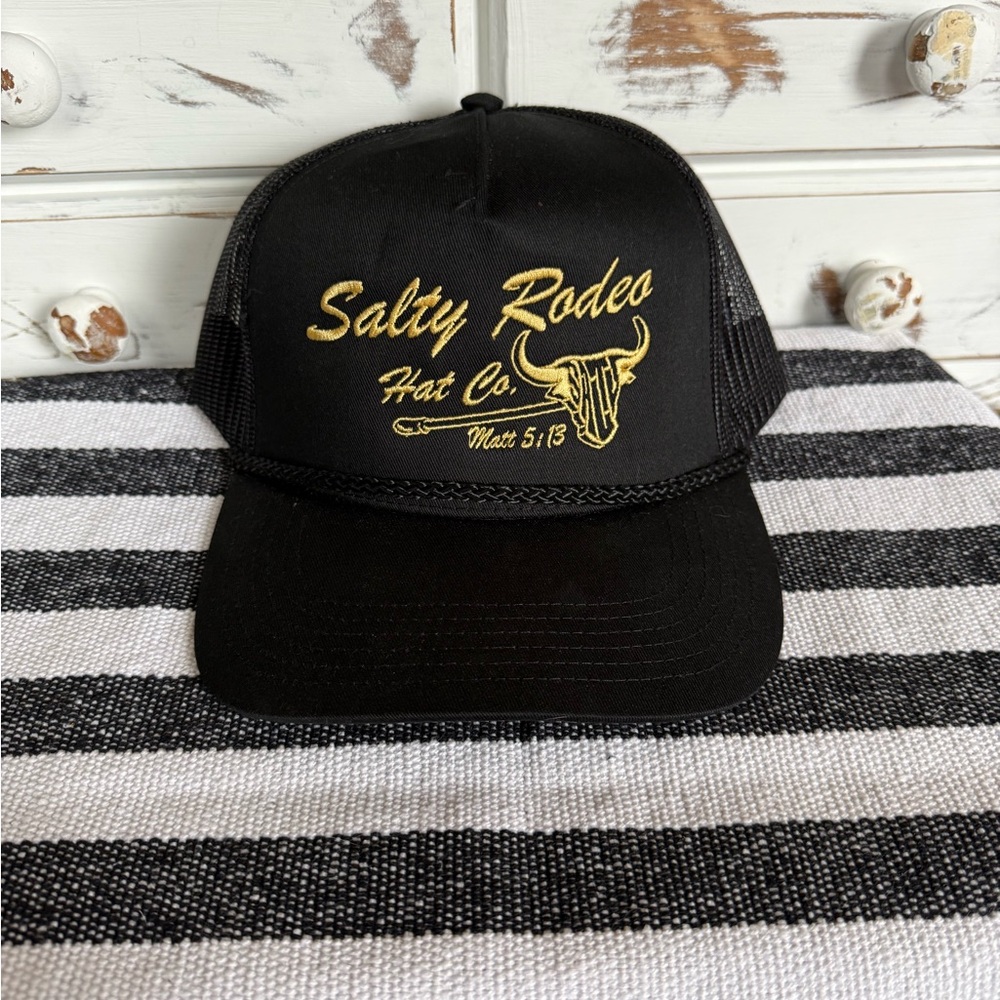 Salty Rodeo Hat The Brand‎ Rope Black Mesh Snapback Trucker OSFA.